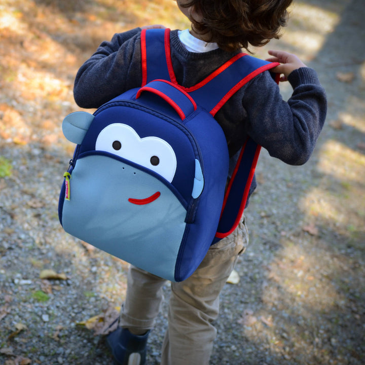 Dabbawalla Machine Washable Preschool Backpack, Blue Monkey