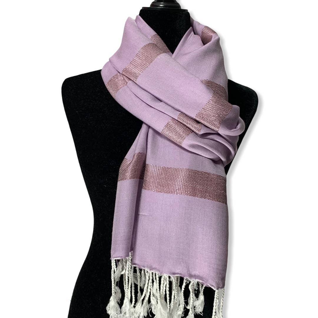 Helyat Handwoven Bamboo Viscose Shawl - Lilac