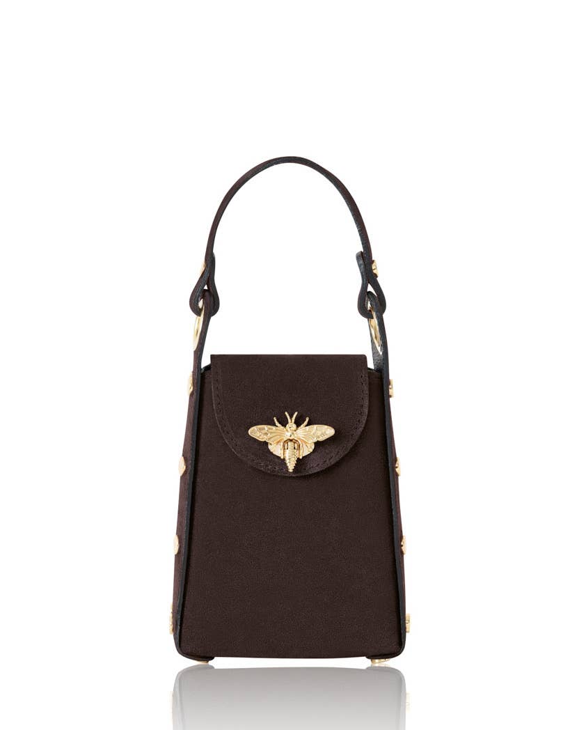 Italian Premium Suede Bee SmallBox Crossbody Bag