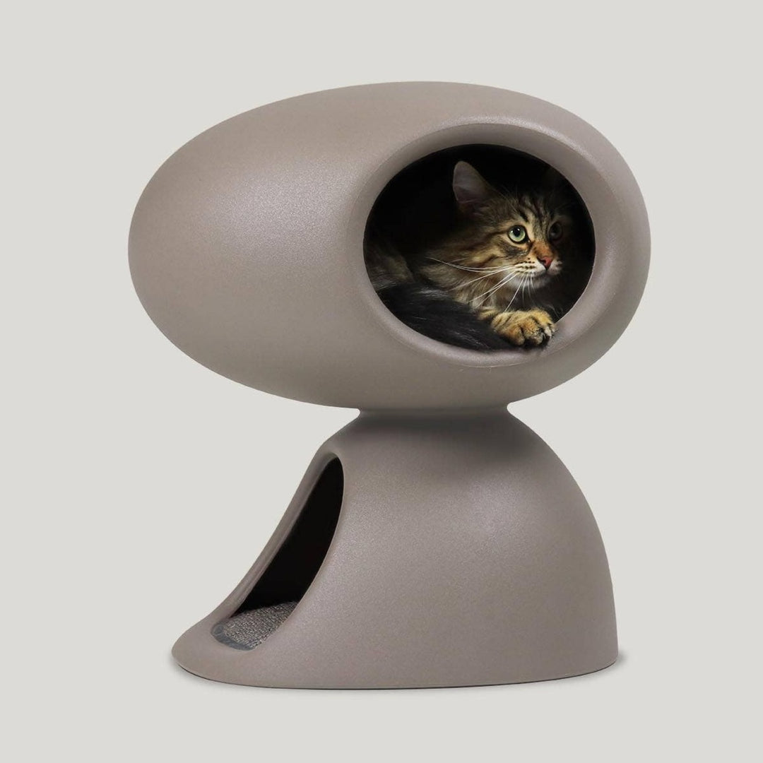 Designer Cat Bed with Scratching Post, Grey – ROM Boutique