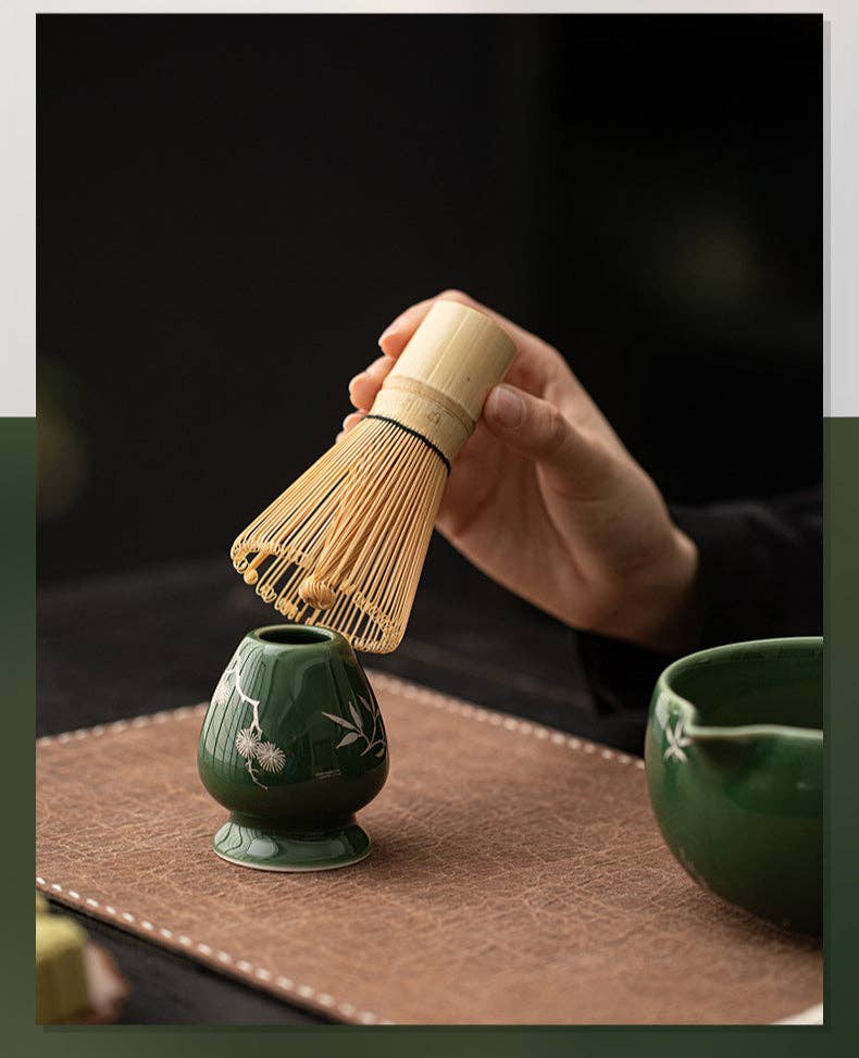 Gohobi Ceramic Matcha Set - Green Flower