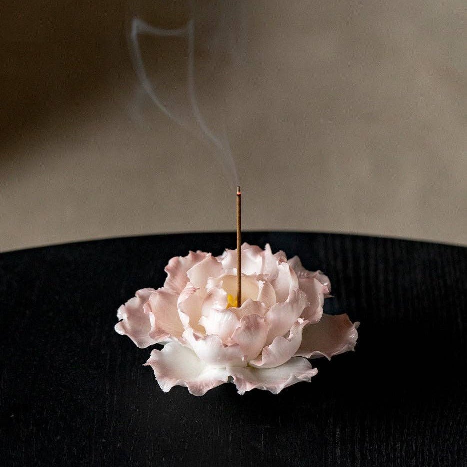 Handmade Floral Incense Holder - Pink Peony