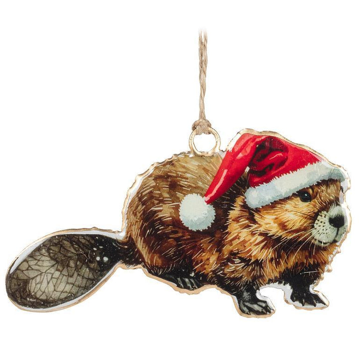 Download Images Beaver in Santa Hat Christmas Ornament