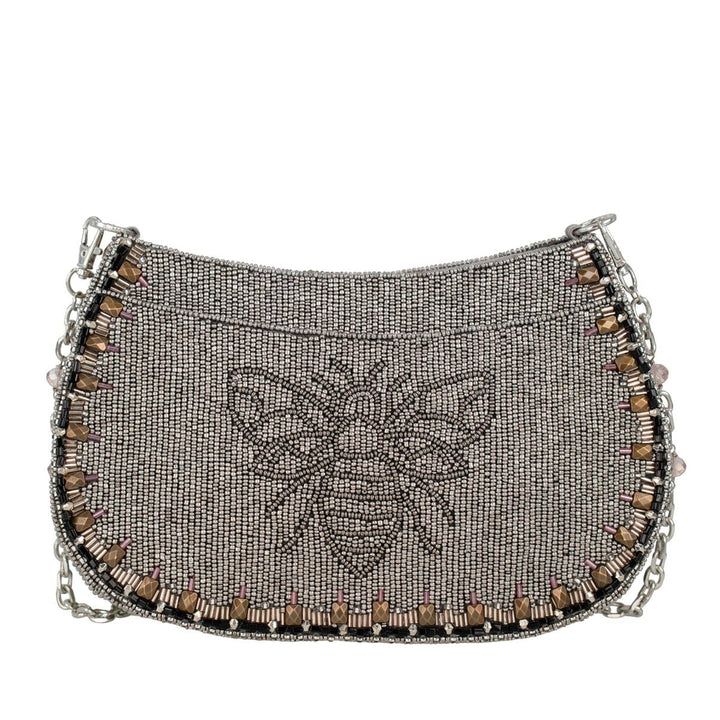 Crystal Buzz Beaded Bee with Crown Crossbody handbag