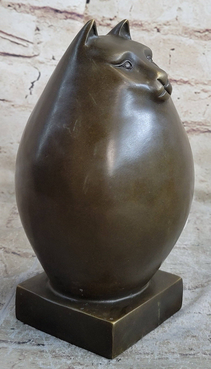 Fat Cat Abstract Bronze Modern Art Sculpture by Fernando Botero