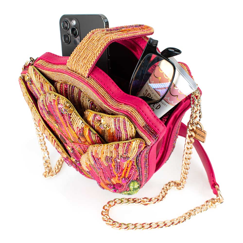 Treasured Tulip Beaded Flower Crossbody Shoulder Handbag