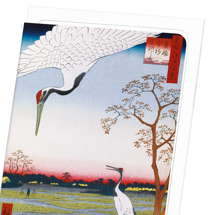 CRANES AT MIKAWA ISLAND: Japanese Greeting Card