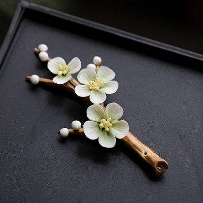 Handmade Ceramic Plum Blossom Incense Holder Ornament