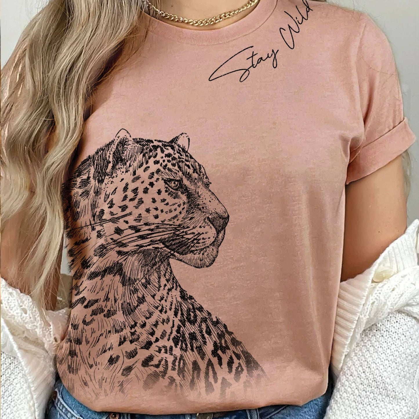 STAY WILD LEOPARD GRAPHIC TSHIRTS