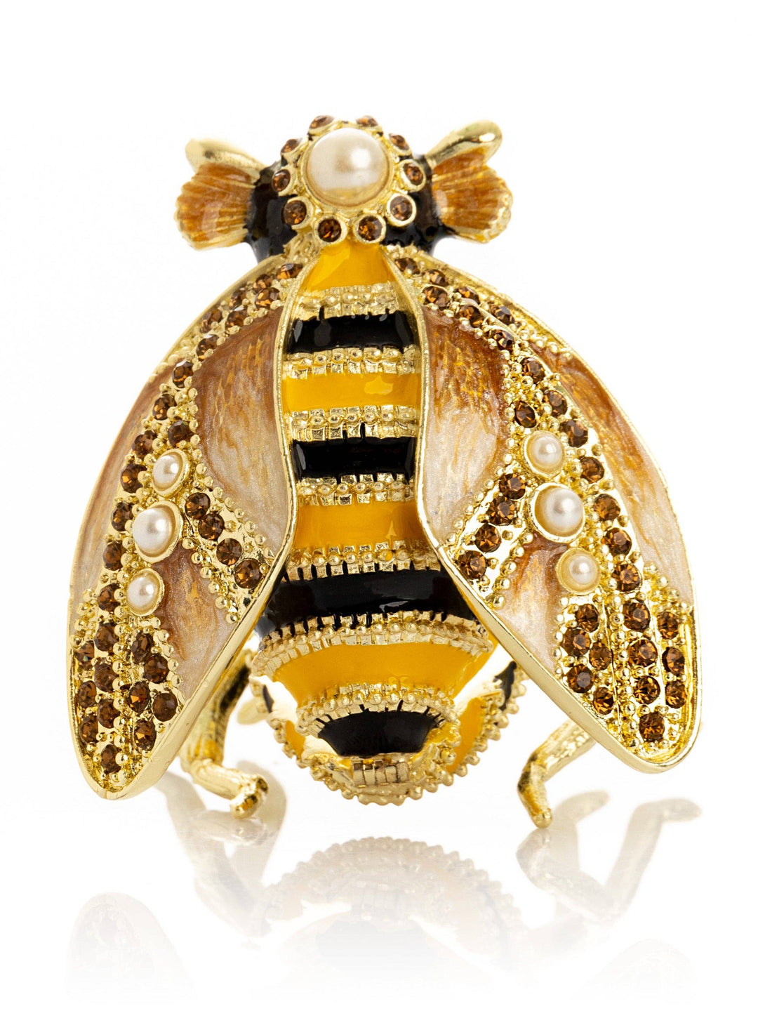 Gold & Black Enamel Honey Bee Queen Trinket Box