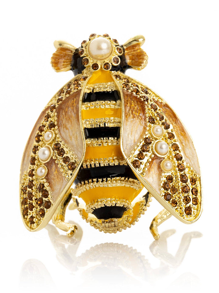 Gold & Black Enamel Honey Bee Queen Trinket Box