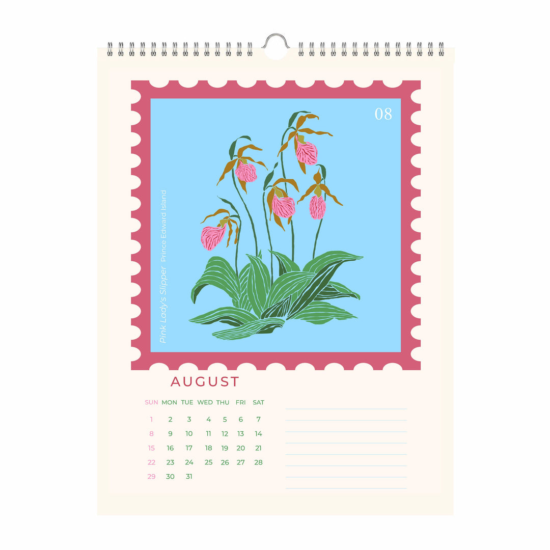 Oh Floral Canada 2027 Botanical Stamp Wall Calendar
