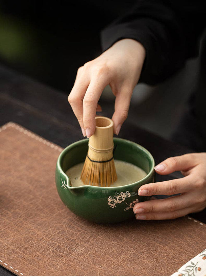 Gohobi Ceramic Matcha Set - Green Flower