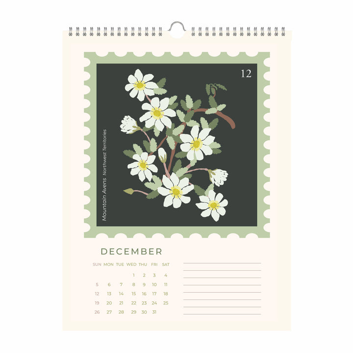 Oh Floral Canada 2027 Botanical Stamp Wall Calendar
