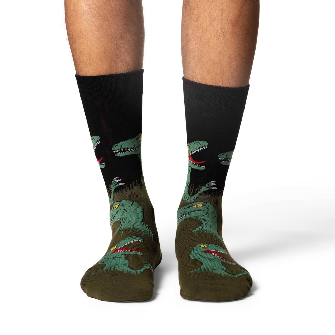 Men's Velociraptors Hiding in Bushes Socks 7-12