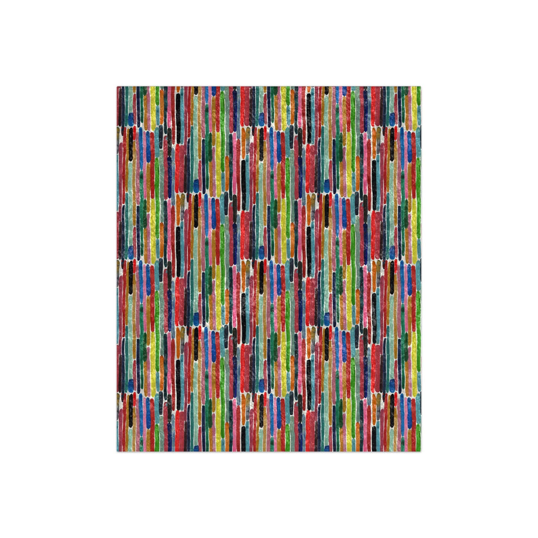 Rainbow Bricks Striped Crushed Velvet Throw