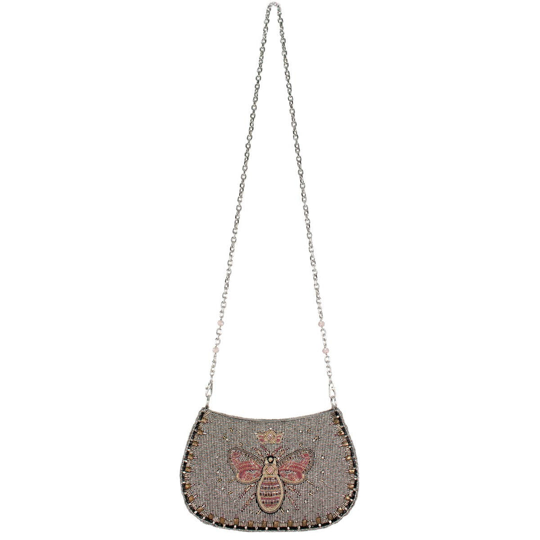 Crystal Buzz Beaded Bee with Crown Crossbody handbag