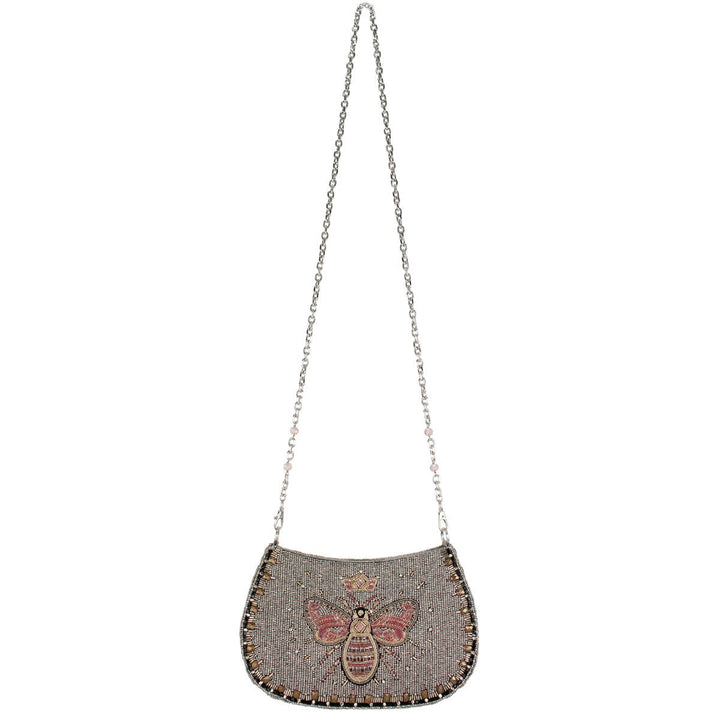 Crystal Buzz Beaded Bee with Crown Crossbody handbag