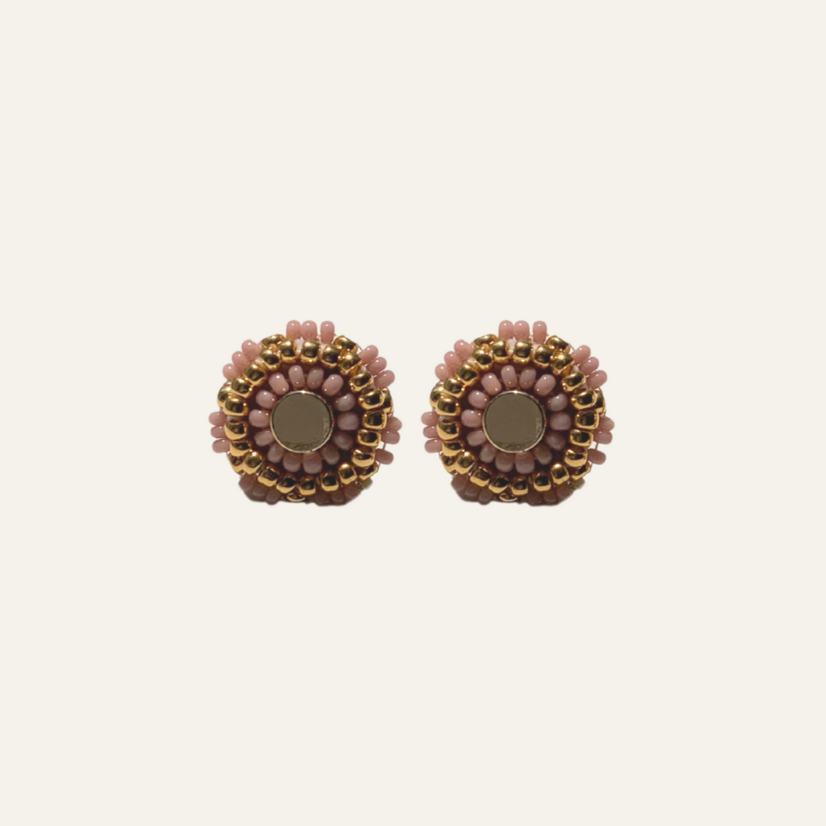 Beaded Studs Rose by Assinewe Jewelry