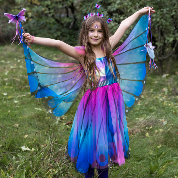 Butterfly Twirl Dress & Wings, Blue/Purple