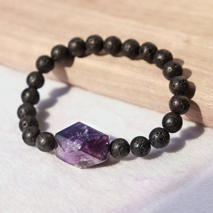 Amethyst and Lava Rock Bracelet