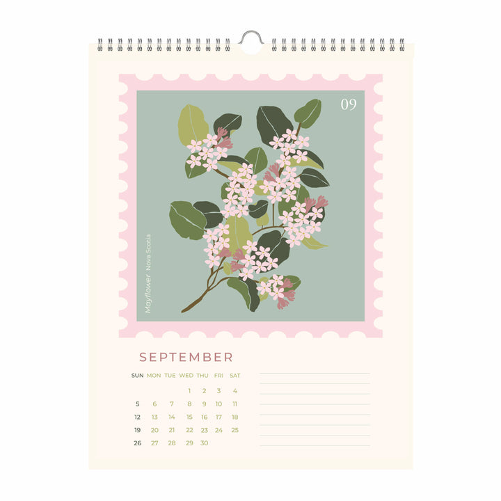 Oh Floral Canada 2027 Botanical Stamp Wall Calendar