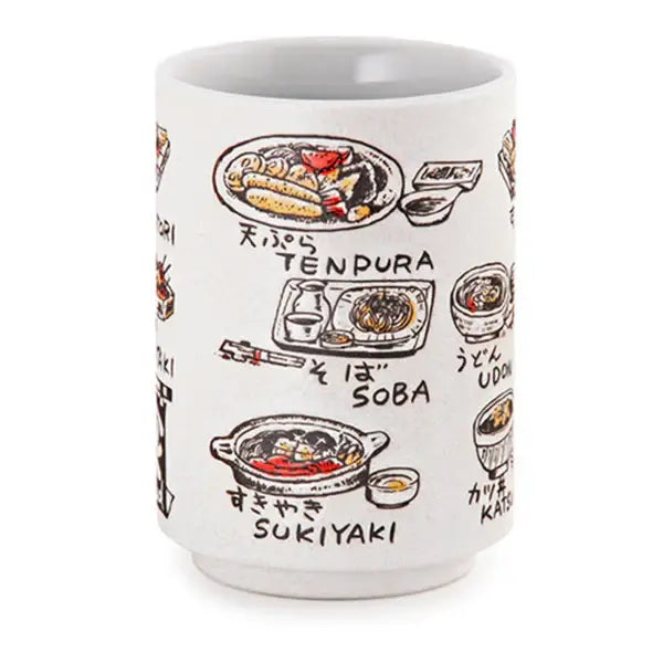 Japanese Food Themed Yunomi Style Tea Cup Reactive Glaze