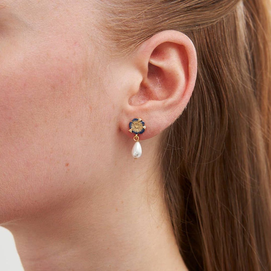 Larkspur Pearl Drop Earrings