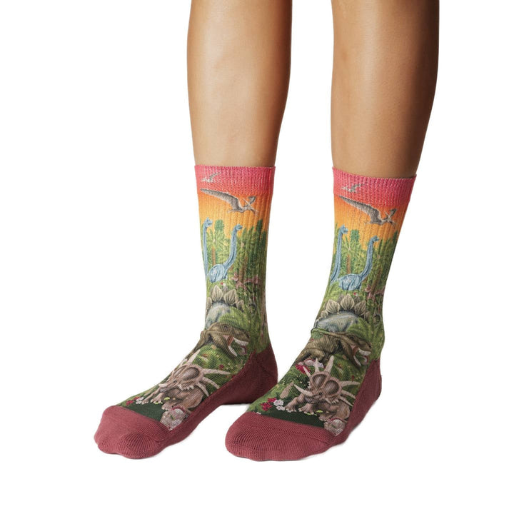 Women's Dinosaurs Roaming the Forest Socks - Shoe Size 5-9