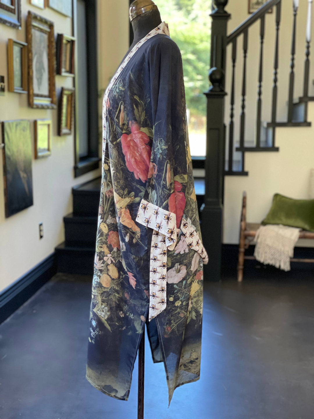 I Dream In Flowers Opera Duster Kimono Robe with Bees