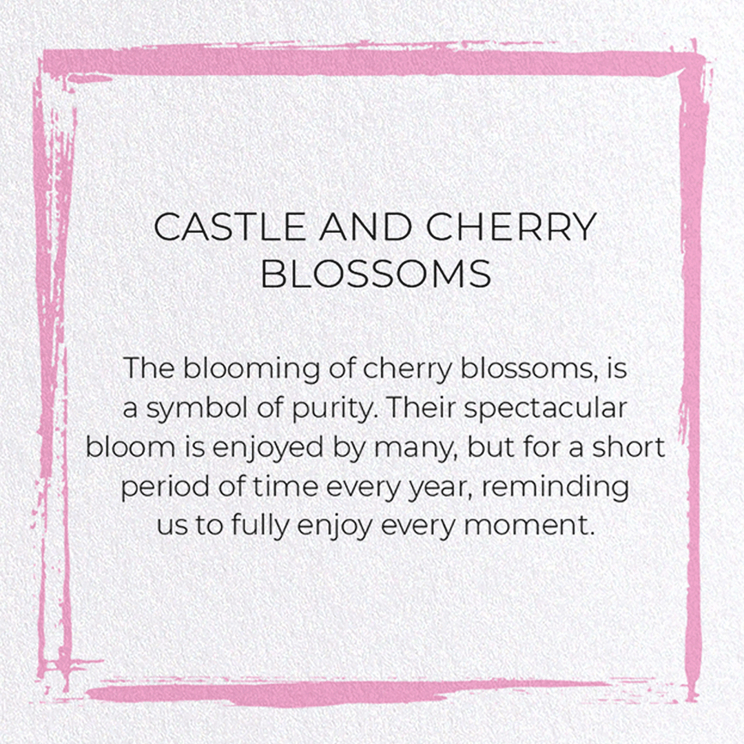 CASTLE AND CHERRY BLOSSOMS: Japanese Greeting Card