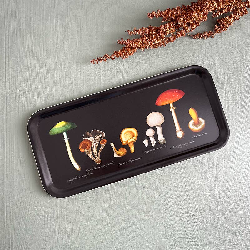 Mushroom serving tray with dark background - 32x15