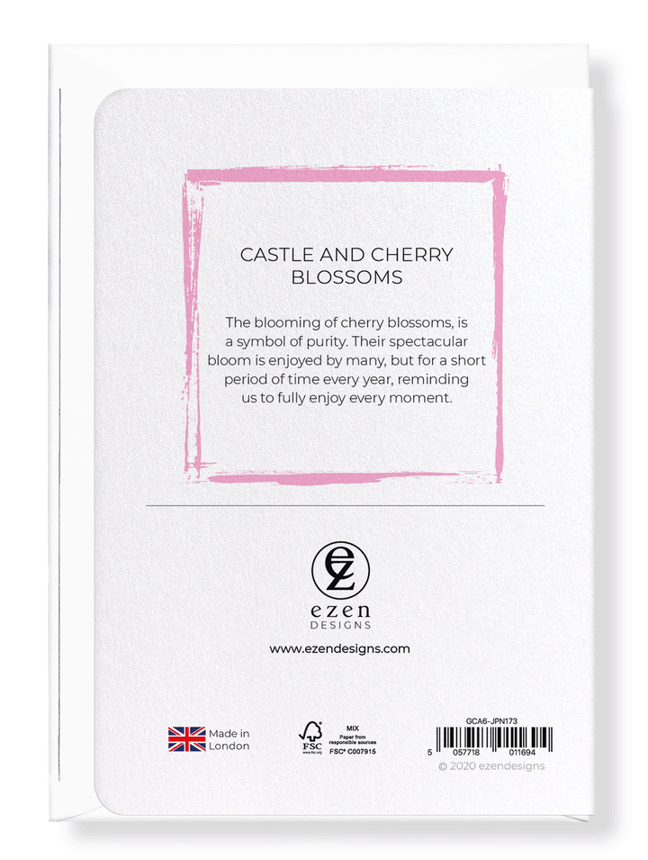 CASTLE AND CHERRY BLOSSOMS: Japanese Greeting Card