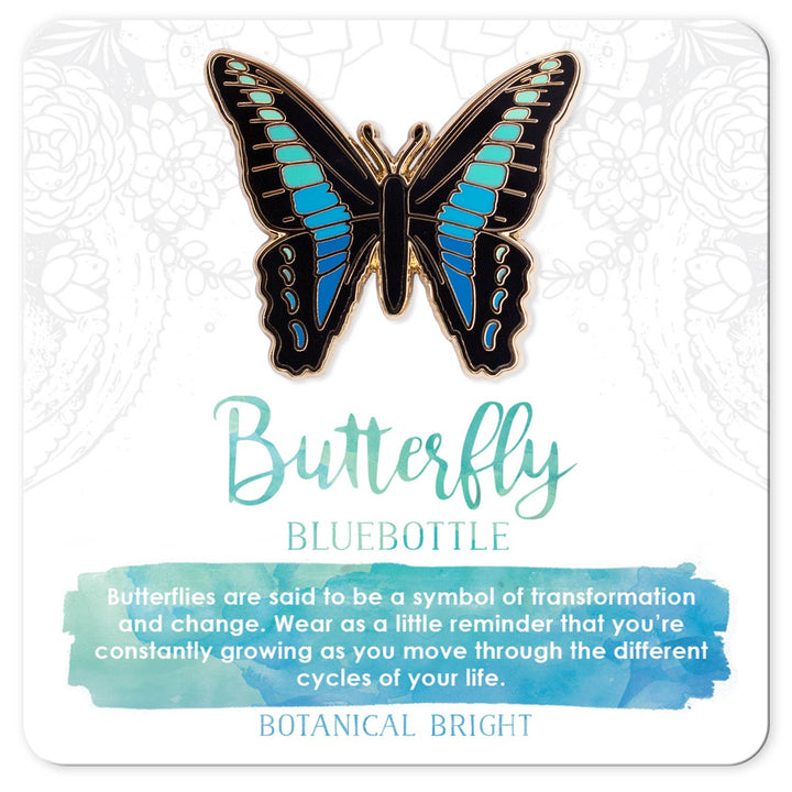 Bluebottle Butterfly Enamel Pin