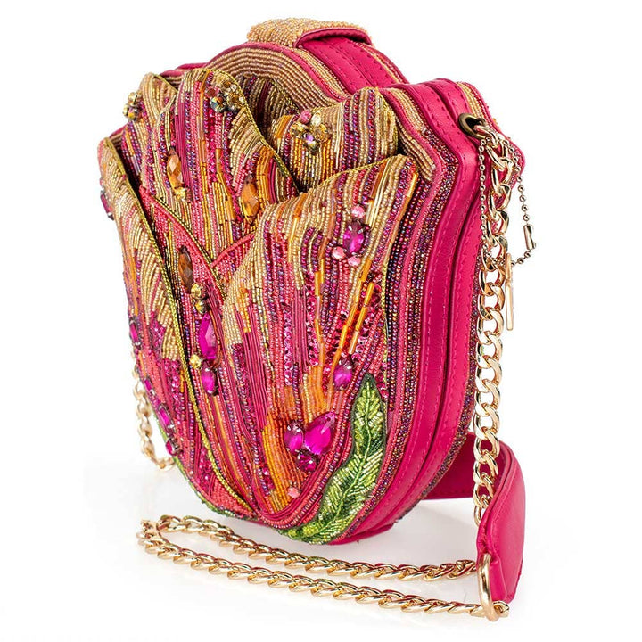 Treasured Tulip Beaded Flower Crossbody Shoulder Handbag