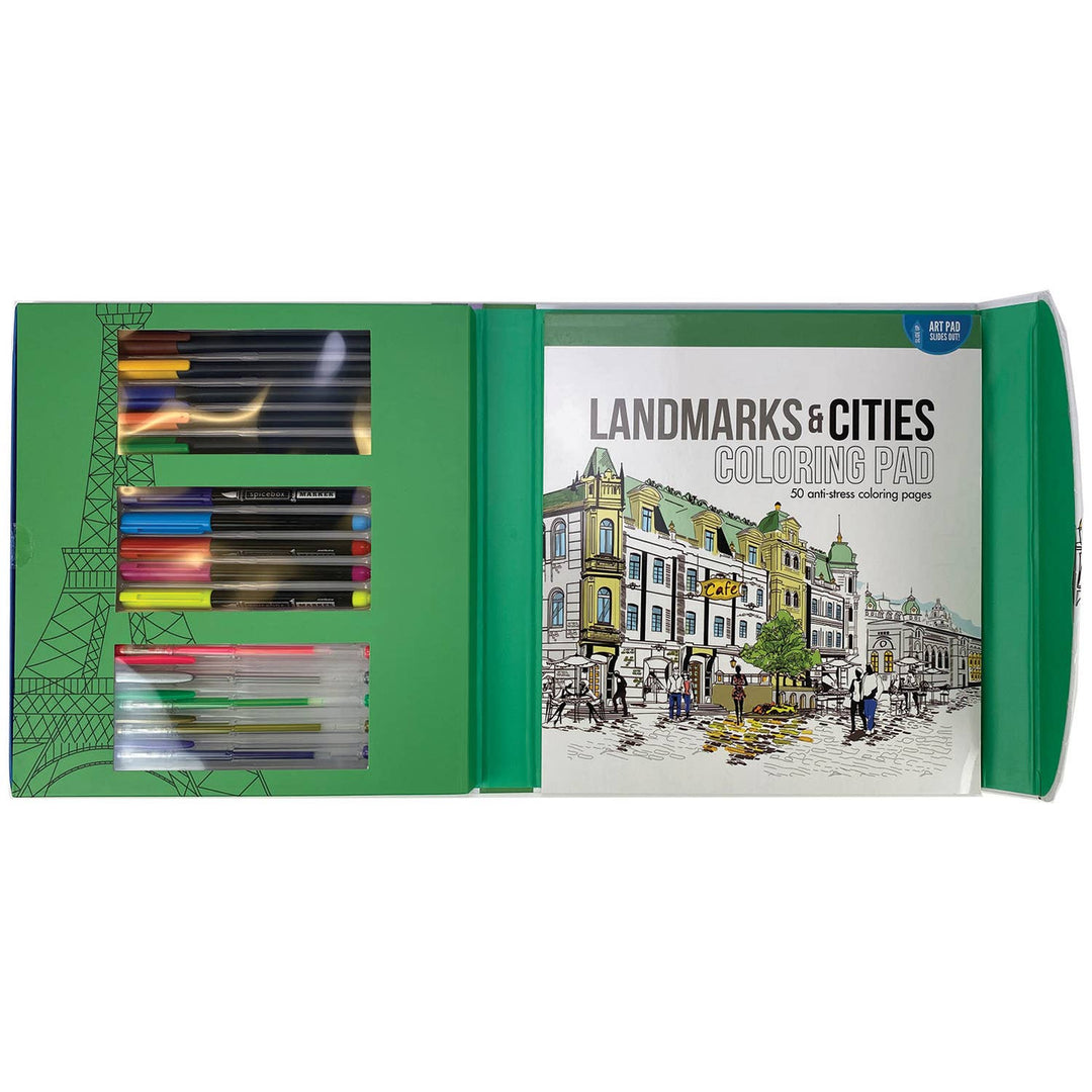 Sketch Plus Landmarks & Cities Coloring Book Complete Set