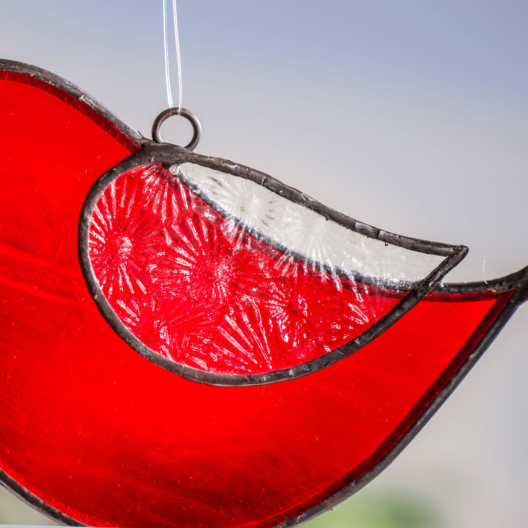 Bird Sun Catcher Ornament J Devlin Glass Art - Red