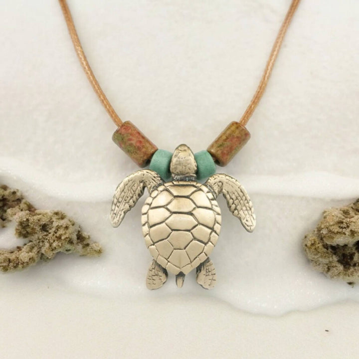 Green Sea Turtle Bronze w/Beads