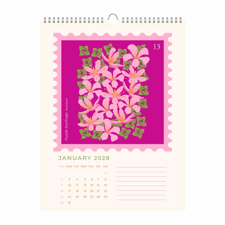 Oh Floral Canada 2027 Botanical Stamp Wall Calendar