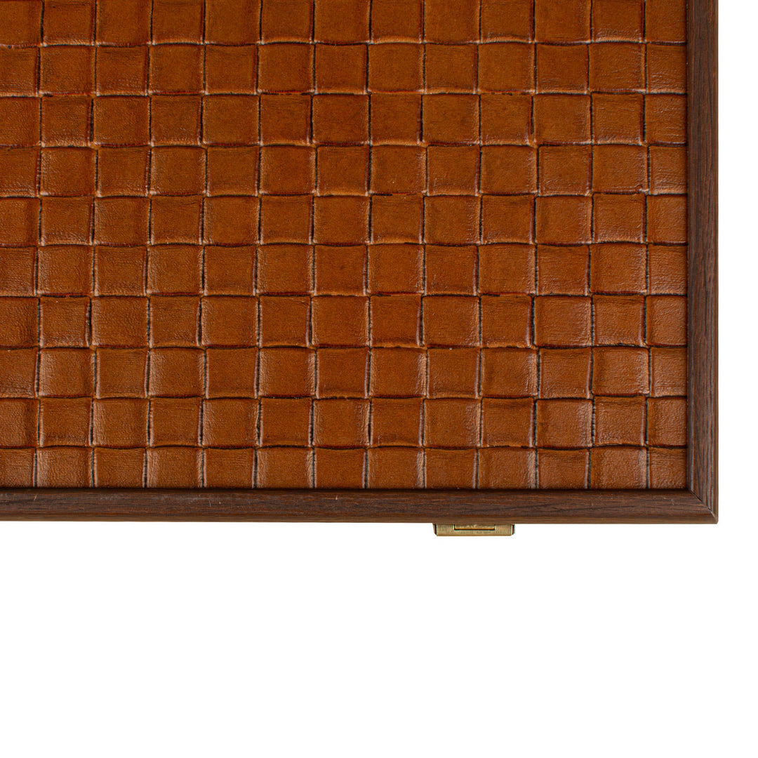 Premium Mahjong Tiles Set in Knitted Leather Wooden Case