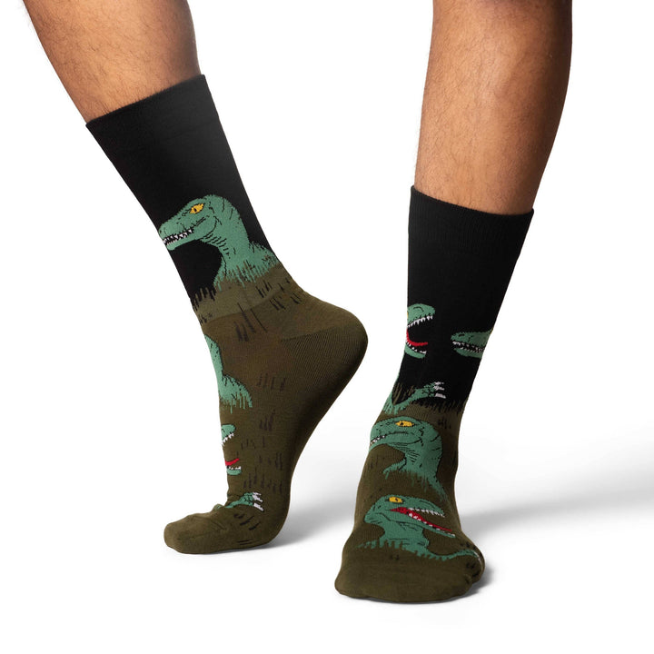 Men's Velociraptors Hiding in Bushes Socks 7-12