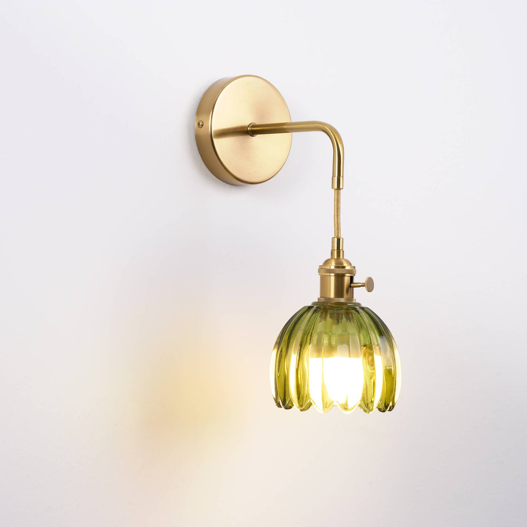 Set of 2 Rechargeable Vintage Green Tulip Wall Sconce