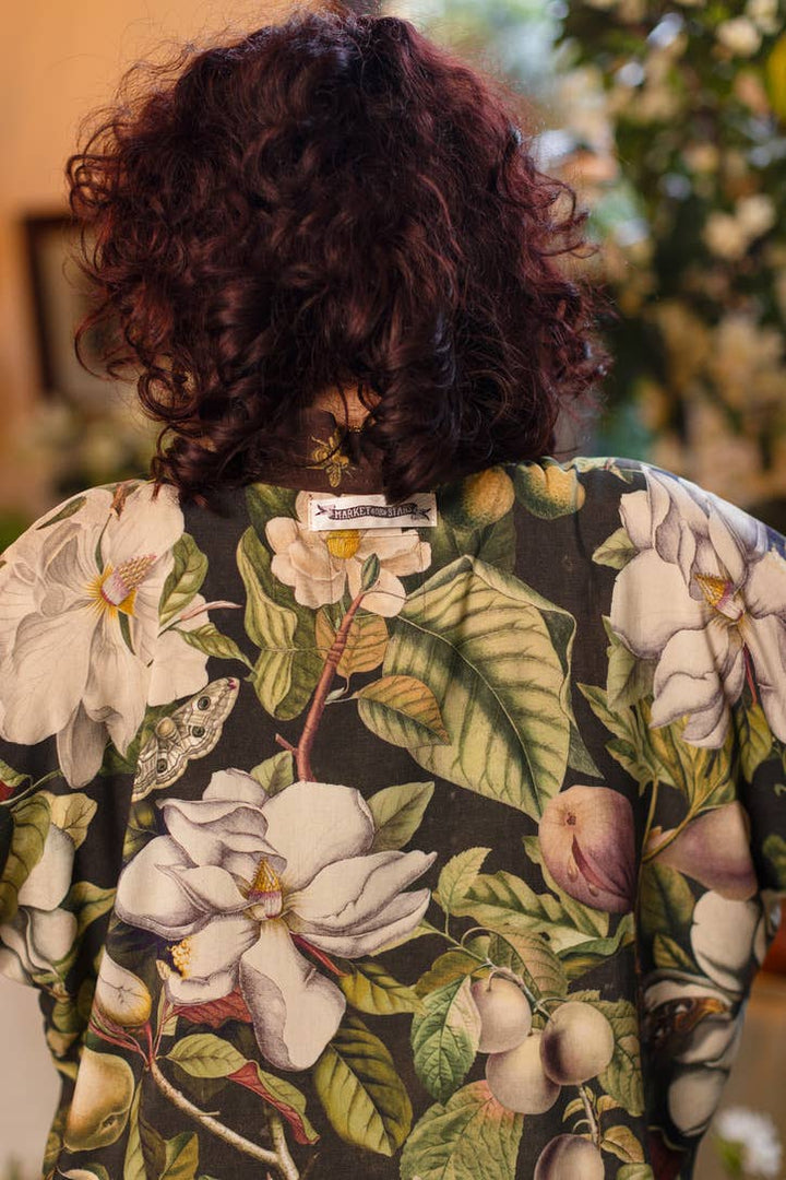 Fleur De Lune Pixie Duster Crop Kimono w/ Florals & Bees