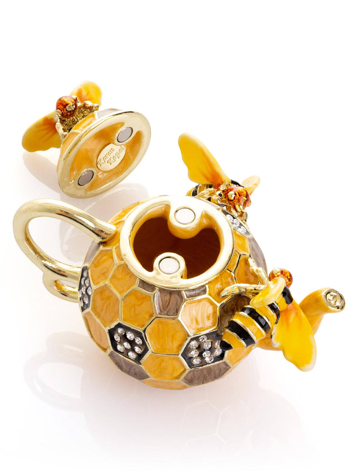 Bee & Honeycomb Teapot Trinket Box