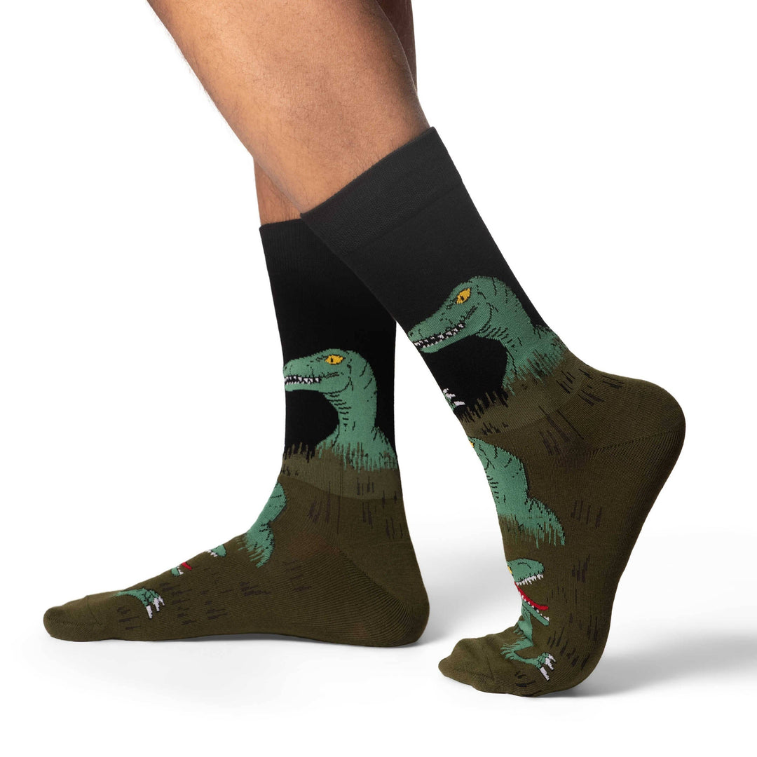 Men's Velociraptors Hiding in Bushes Socks 7-12