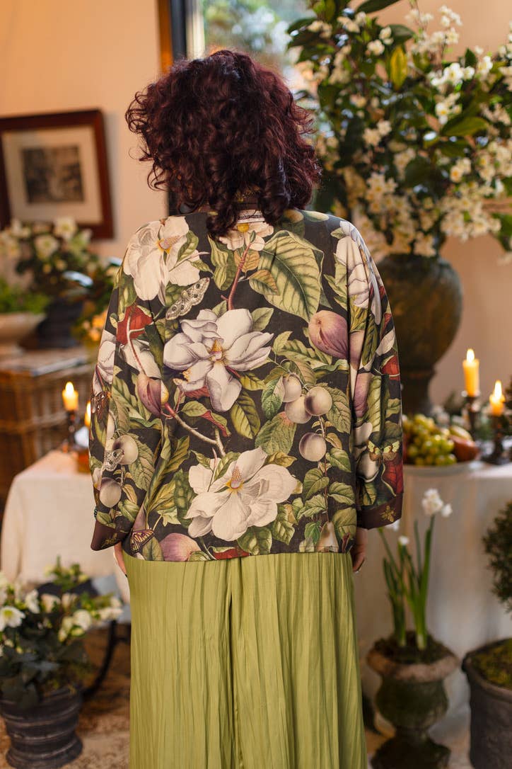Fleur De Lune Pixie Duster Crop Kimono w/ Florals & Bees