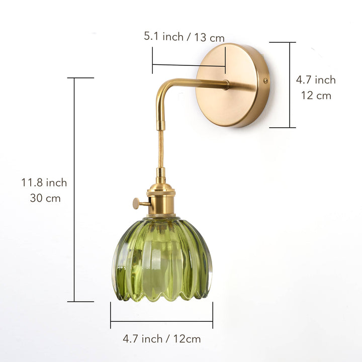 Set of 2 Rechargeable Vintage Green Tulip Wall Sconce