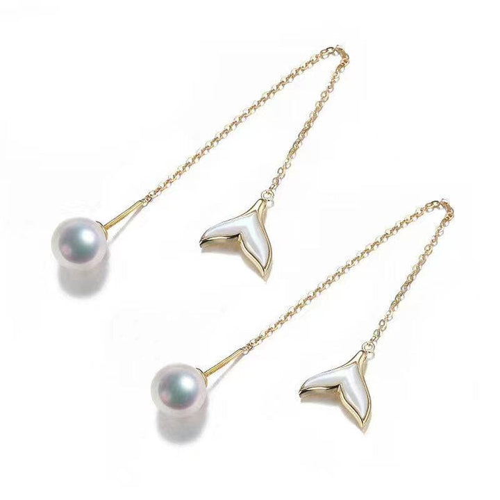The Mermaid Whale Tail Pearl Earrings G18k