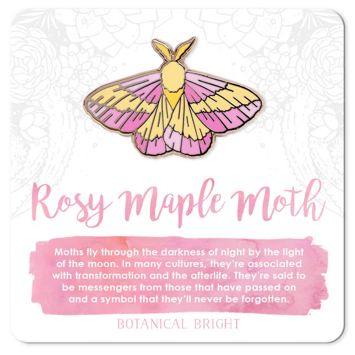 Rosy Maple Moth Enamel Pin