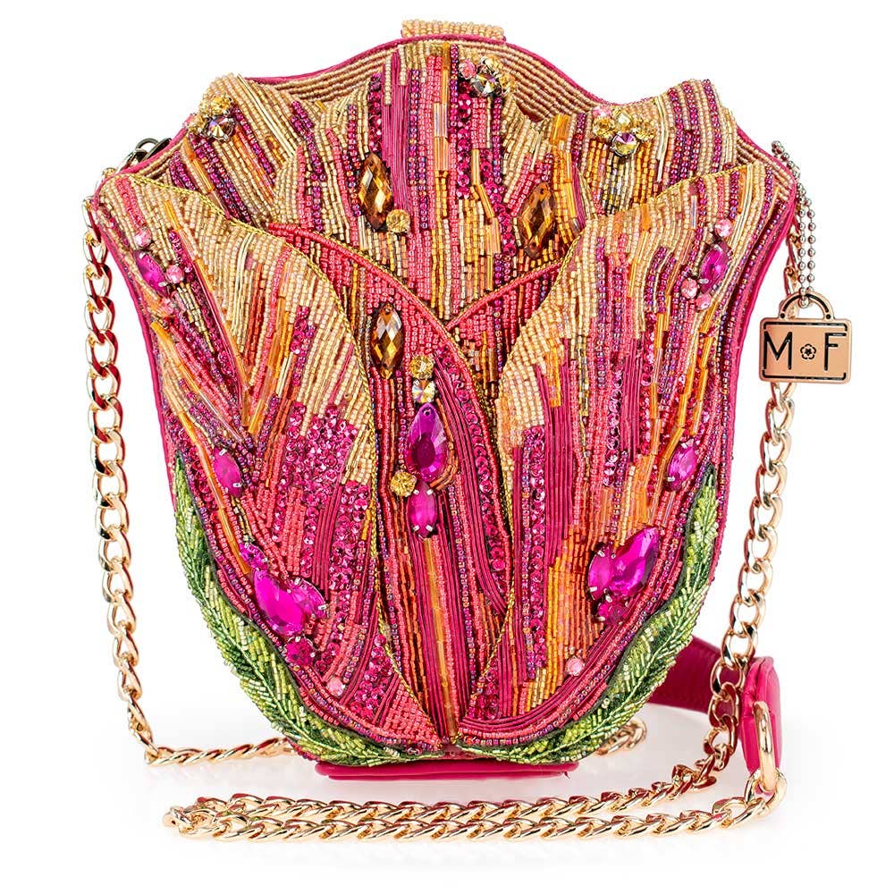 Treasured Tulip Beaded Flower Crossbody Shoulder Handbag